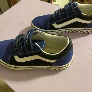 Blue black and white vans